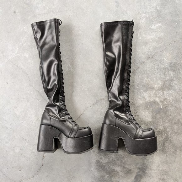 Demonia Patent Leather Patent Rave Royalty Thigh High Boots